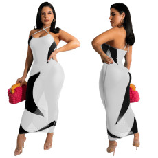 Sexy See Through Splice Halter Maxi Dress YF-10094