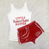 Plus Size Printed Fitness Two Piece Shorts Sets SHD-9375