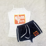 Plus Size Printed Fitness Two Piece Shorts Sets SHD-9375