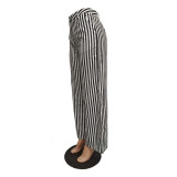 Casual Striped Inelastic Wide Leg Pants BN-B9330