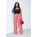 Casual Striped Inelastic Wide Leg Pants BN-B9330