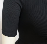 Casual Solid Short Sleeve Pencil Pants Two Piece Sets YF-9884