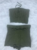 Sexy Knit Tube Top And Shorts Two Piece Sets CL-6139