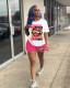 Casual Printed T Shirt And Shorts Two Piece Sets LM-8328