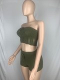 Sexy Knit Tube Top And Shorts Two Piece Sets CL-6139