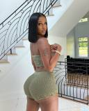 Sexy Knit Tube Top And Shorts Two Piece Sets CL-6139