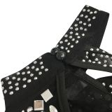 Sexy Fashion Night Club Hot Diamond Backless Irregular Dress BY-5762