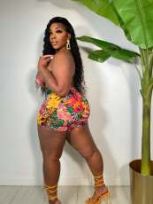 Plus Size Printed Two Piece Shorts Sets ZDF-31215