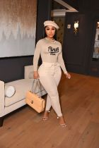 Pink Letter Long Sleeve 2 Piece Pants Sets CXLF-8078