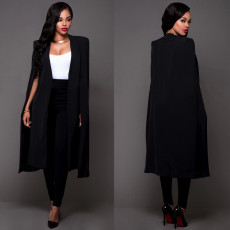 Plus Size Solid Cloak Sleeve Brazer Coat ZSD-G013