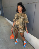 Camo Print Casual Two Piece Shorts Sets YIBF-60176