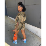 Camo Print Casual Two Piece Shorts Sets YIBF-60176