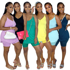 Solid Cami Top And Shorts Two Piece Sets SFY-2178