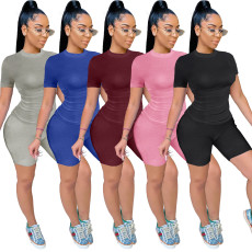 Solid T Shirt And Shorts Two Piece Sets OMY-81024