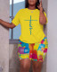 Casual Printed Two Piece Shorts Sets ZDF-31218