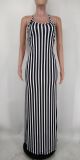 Sexy Striped Cross Strap Maxi Dress NK-8620