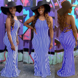Sexy Striped Cross Strap Maxi Dress NK-8620