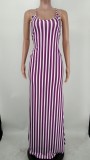 Sexy Striped Cross Strap Maxi Dress NK-8620