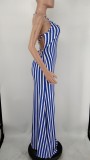 Sexy Striped Cross Strap Maxi Dress NK-8620