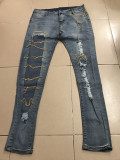 Fashion Chain Ripped Pencil Jeans XCFF- 243