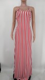 Sexy Striped Cross Strap Maxi Dress NK-8620