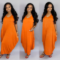 Casual Sleeveless Solid Color Loose Maxi Dress BMF-MM028