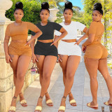 Solid Crop Top And Shorts Two Piece Sets BN-9332