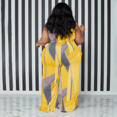 Plus Size Printed Sling Jumpsuit OSIF-22392