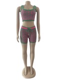 Geometric Print Knit Two Piece Shorts Sets OSM-4368
