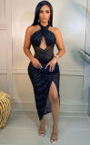 Sexy Sequined Cross Strap Night Club Dress XHXF-265
