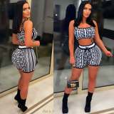 Geometric Print Knit Two Piece Shorts Sets OSM-4368