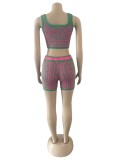 Geometric Print Knit Two Piece Shorts Sets OSM-4368