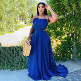 Sexy Halter Backless Ruffled Big Swing Maxi Dress HNIF-HN089