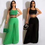 Sexy Tank Top Wide Leg Pants Two Piece Sets NY-2521