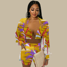 Sexy Prined Bra+Shirt+Shorts 3 Piece Sets WSYF-5939