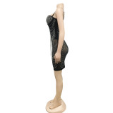 Sexy Hot Drilling Spaghetti Strap Night Club Dress BY-5868