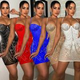 Sexy Hot Drilling Spaghetti Strap Night Club Dress BY-5868