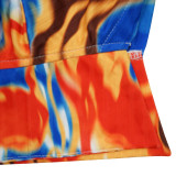 Tie Dye Print Long Sleeve Lace-Up 2 Piece Pants Sets YF-10169