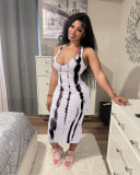 Plus Size Tie Dye Print Sleeveless Midi Dress CL-6136