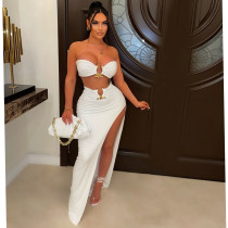 Sexy Tube Top High Split Maxi Skirt 2 Piece Sets YS-S820