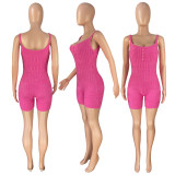 Solid Knitted Sleeveless Sling Tight Romper CH-8227