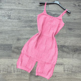 Solid Knitted Sleeveless Sling Tight Romper CH-8227