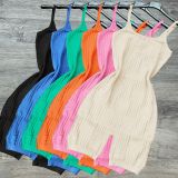 Solid Knitted Sleeveless Sling Tight Romper CH-8227