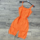 Solid Knitted Sleeveless Sling Tight Romper CH-8227