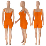 Solid Knitted Sleeveless Sling Tight Romper CH-8227