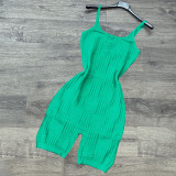Solid Knitted Sleeveless Sling Tight Romper CH-8227