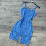 Solid Knitted Sleeveless Sling Tight Romper CH-8227