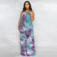 Plus Size Tie Dye Print Sling Loose Jumpsuit OSIF-22403