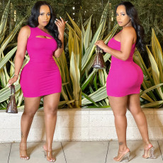 Solid One Shoulder Slim Mini Dress BY-5878