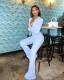 Solid Long Sleeve Zipper Jumpsuit WSM-5328